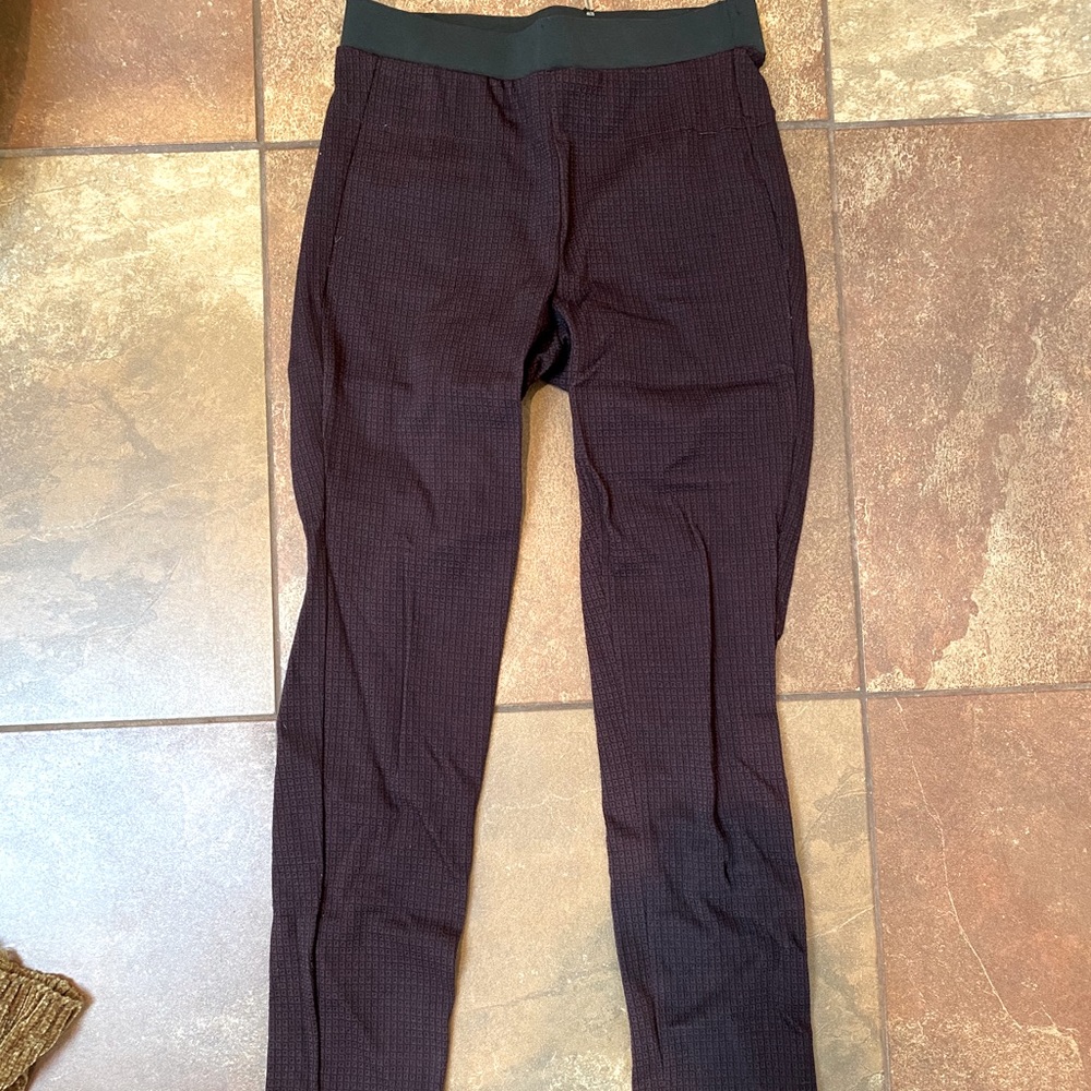 Burgundy checkered stretchy work pants